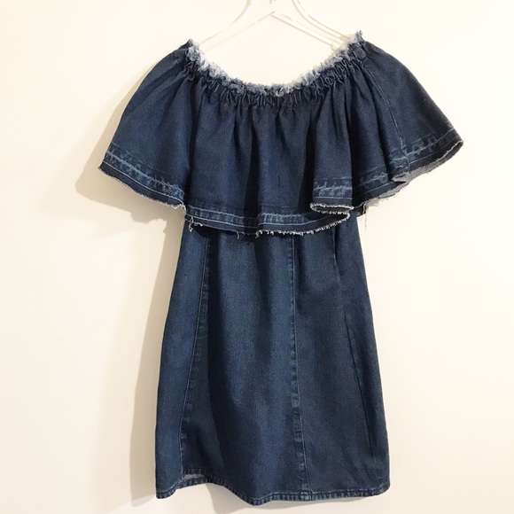 JOA Los Angelos Off Shoulder Denim Dress, Lg NWOT - Picture 3 of 8